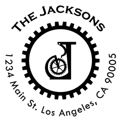 Bike Gears Letter J Monogram Stamp Sample